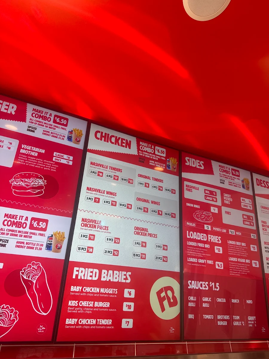 Menu, Fried Brothers Blacktown