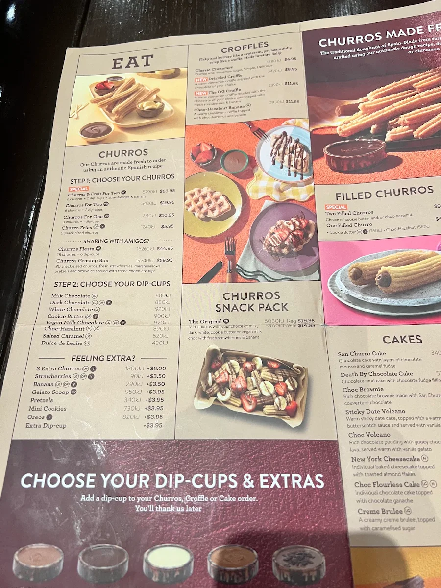 Menu, San Churro