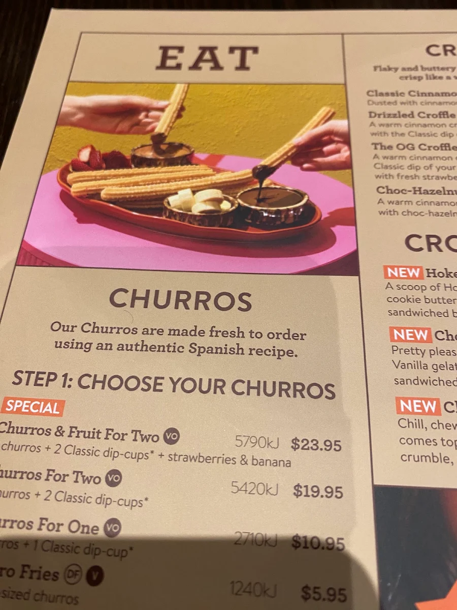 Menu, San Churro