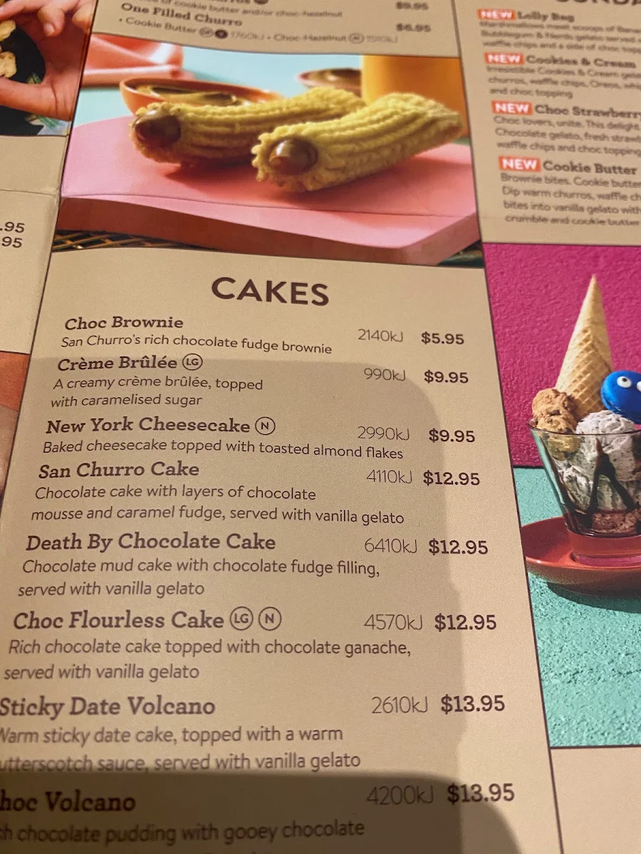 Menu, San Churro
