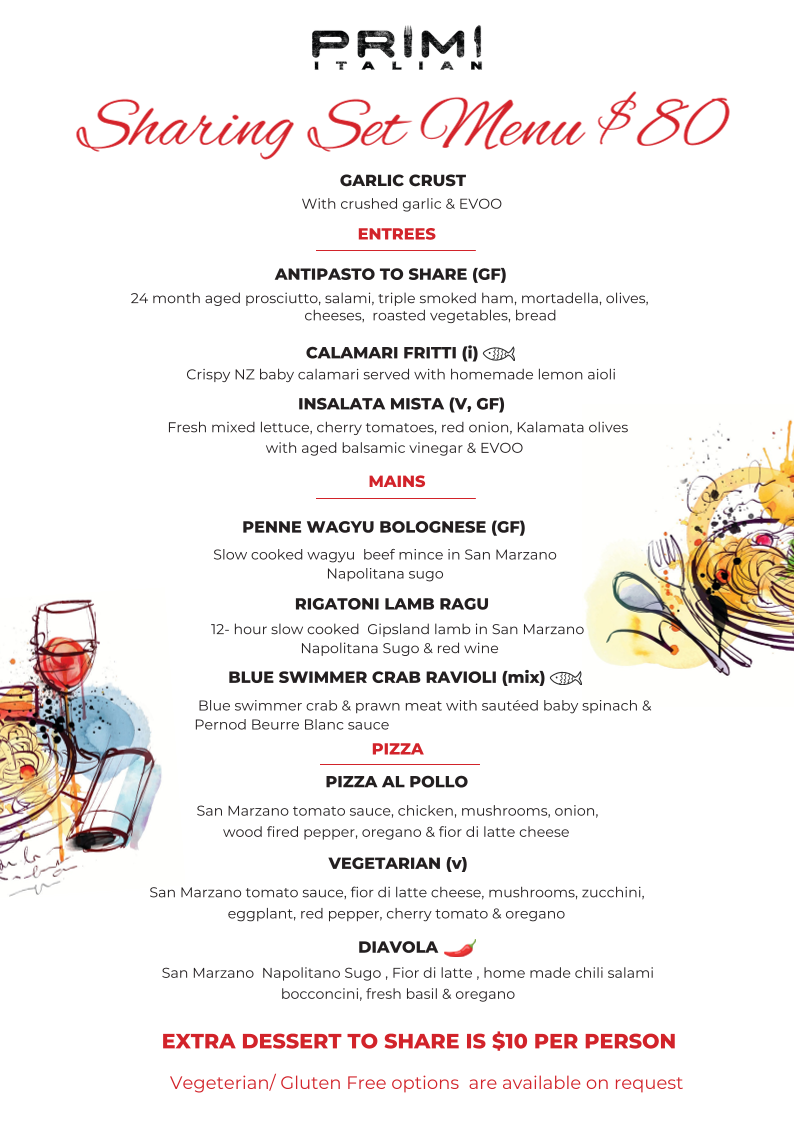 Menu, Primi Italian
