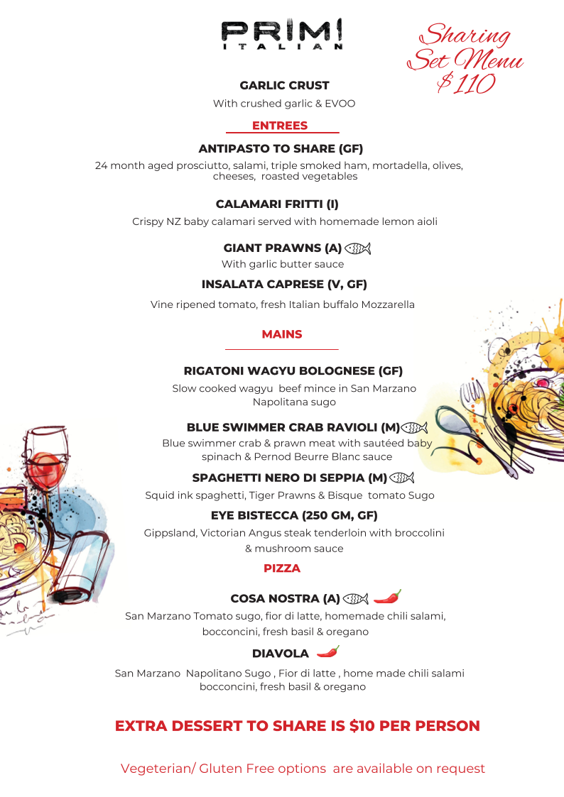 Menu, Primi Italian
