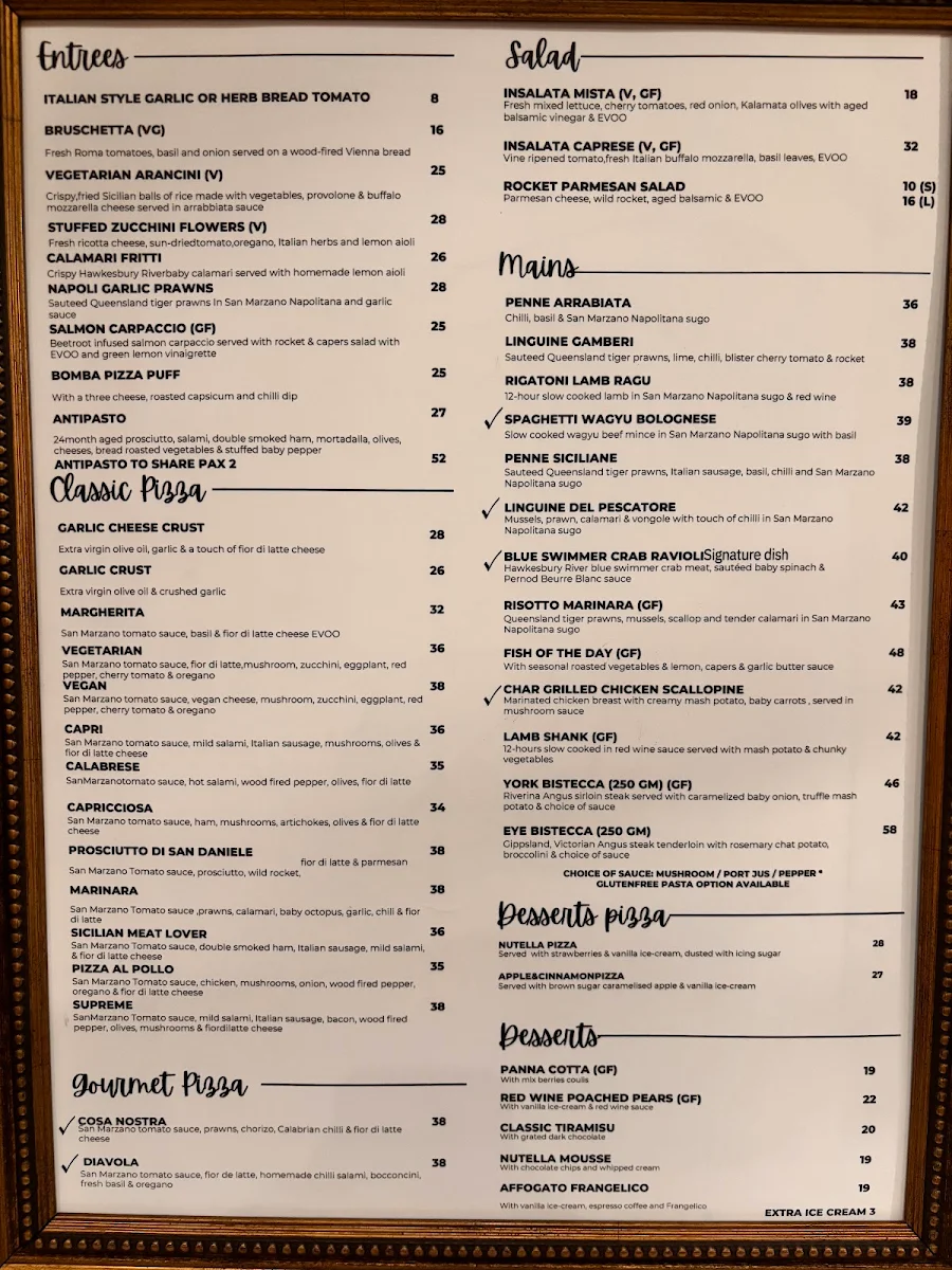 Menu, Primi Italian