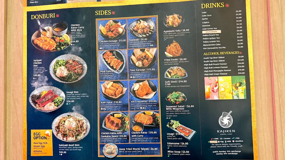 Menu, Kajiken Abura Soba