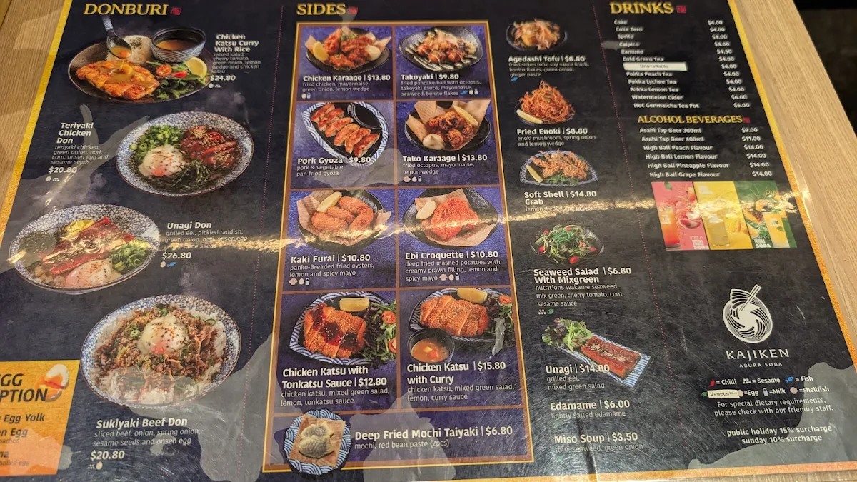 Menu, Kajiken Abura Soba
