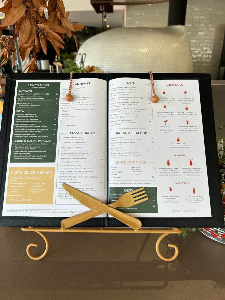 Menu, Bar Gusto