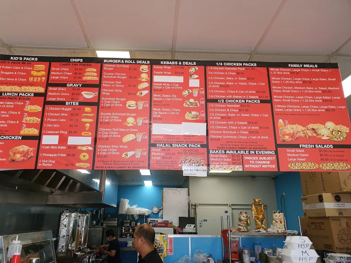 Menu, Koo Wee Rup Roast Chicken and Kebabs