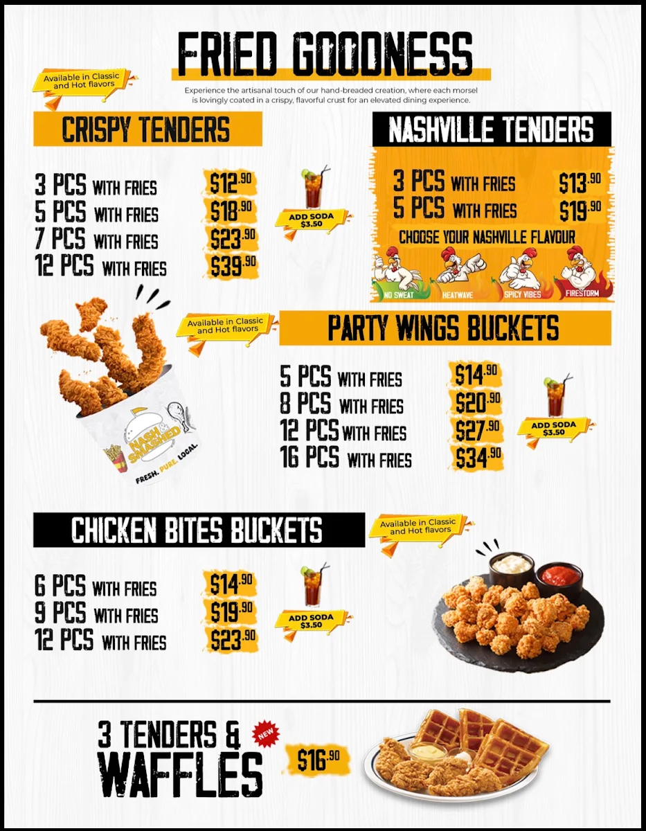 Menu, Nash & Smashed