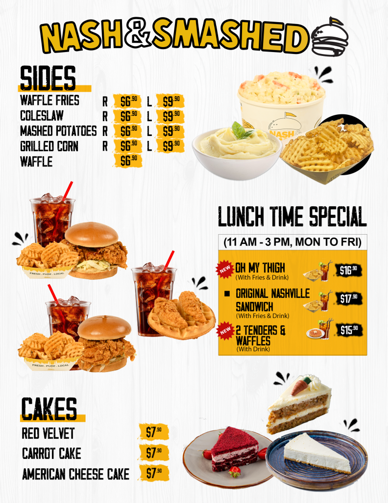 Menu, Nash & Smashed