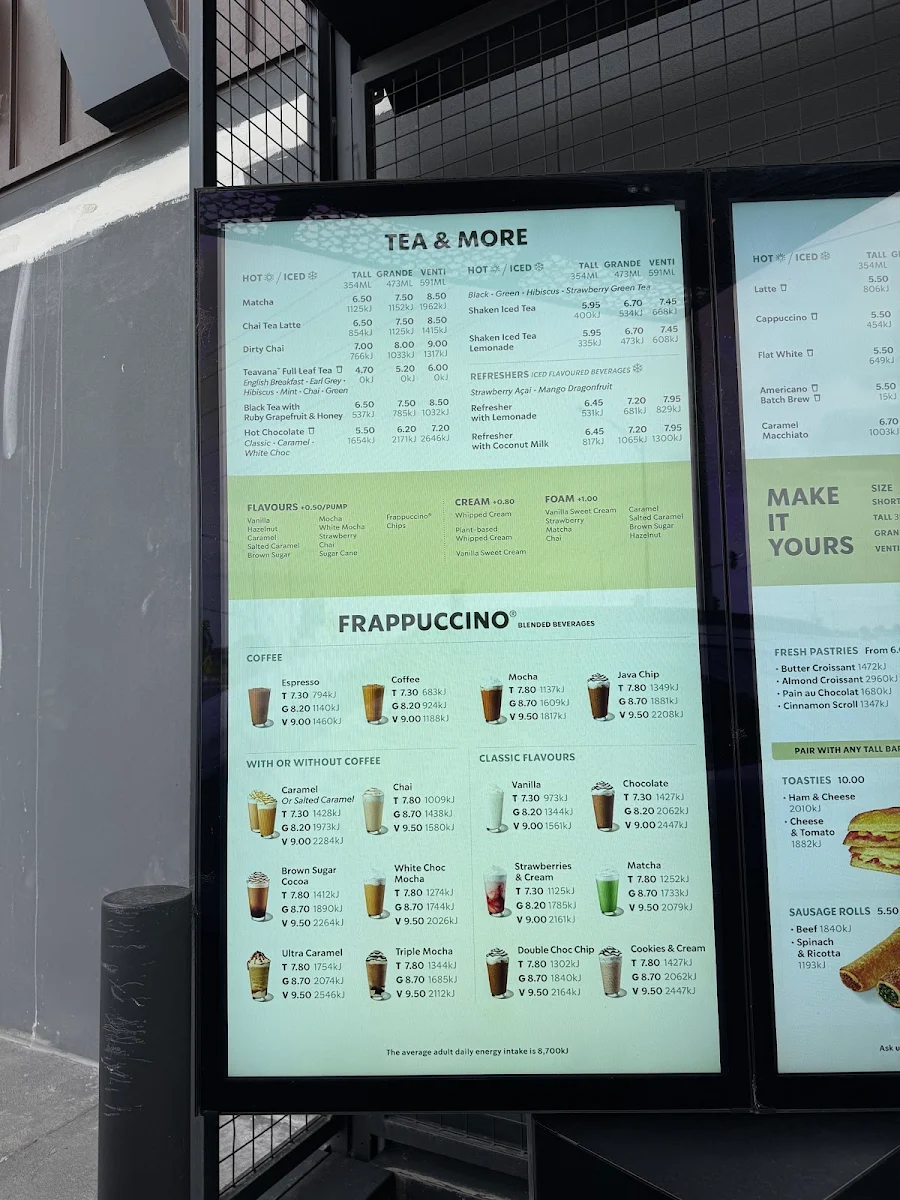 Menu, Starbucks Epping
