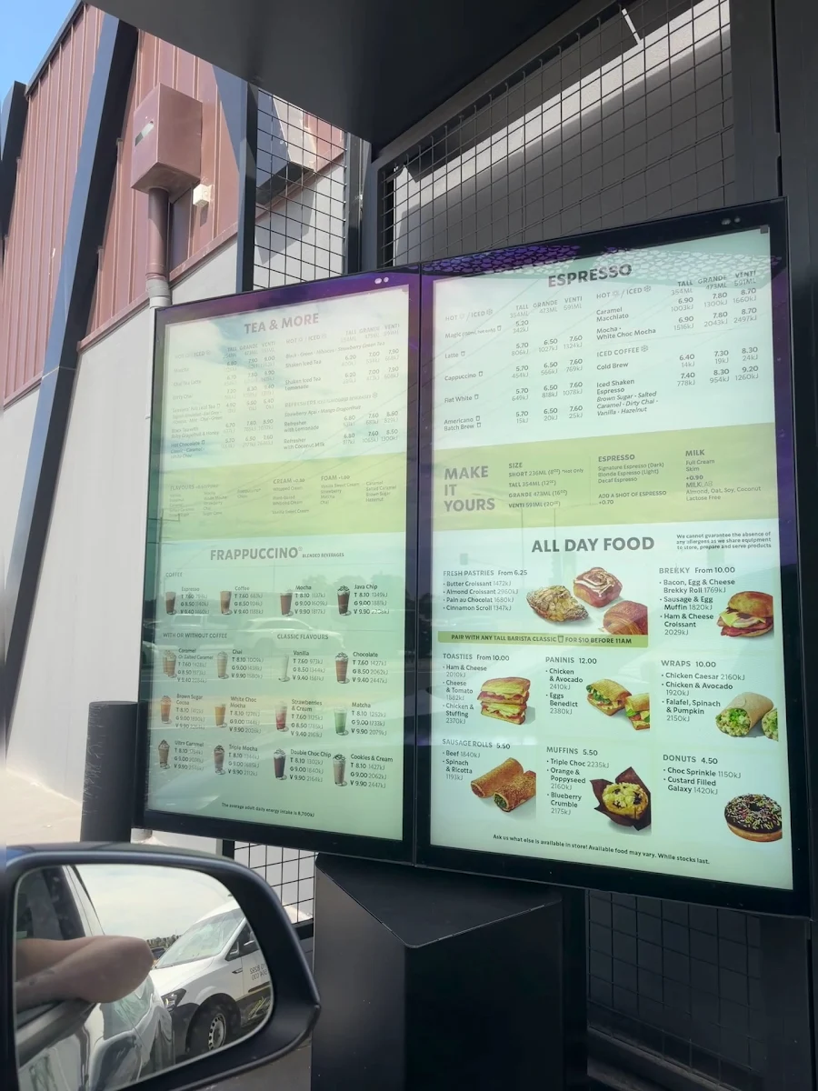 Menu, Starbucks Epping