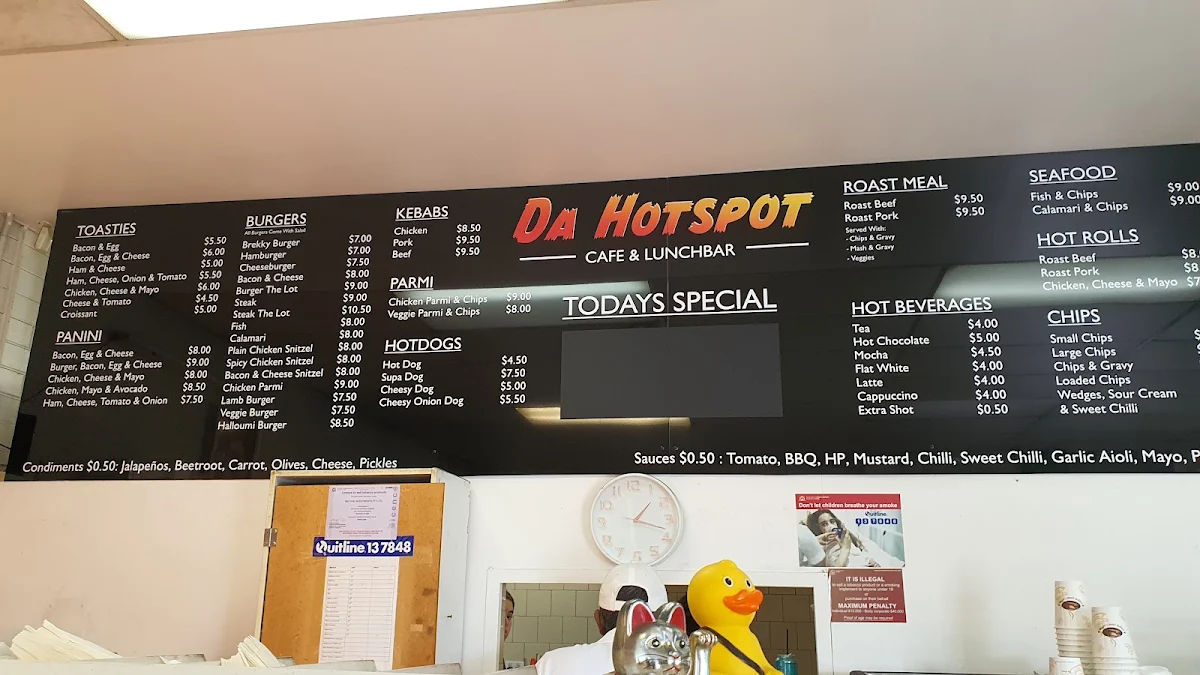 Menu, Da Hotspot Cafe & Lunchbar