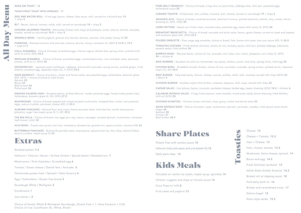 Menu, Fed