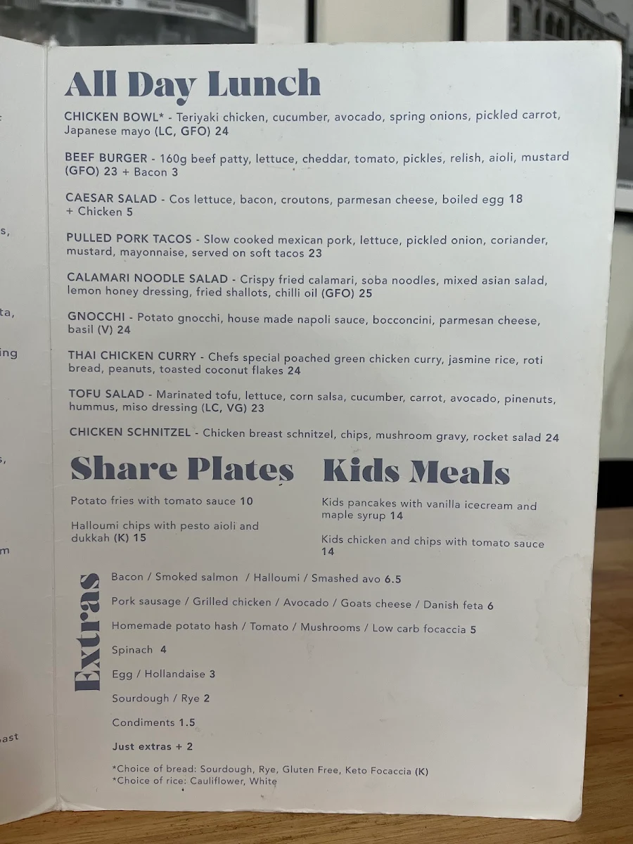 Menu, Fed