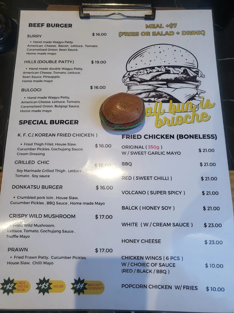 Menu, The Bunsik Burger - Surry Hills