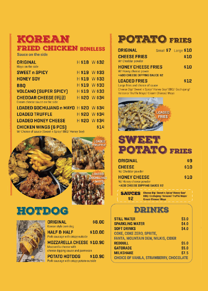 Menu, The Bunsik Burger - Surry Hills