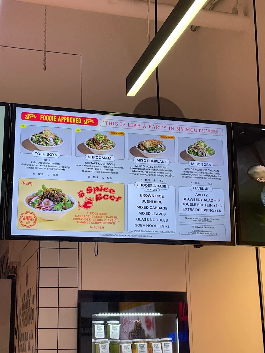 Menu, FISHBOWL - Bondi