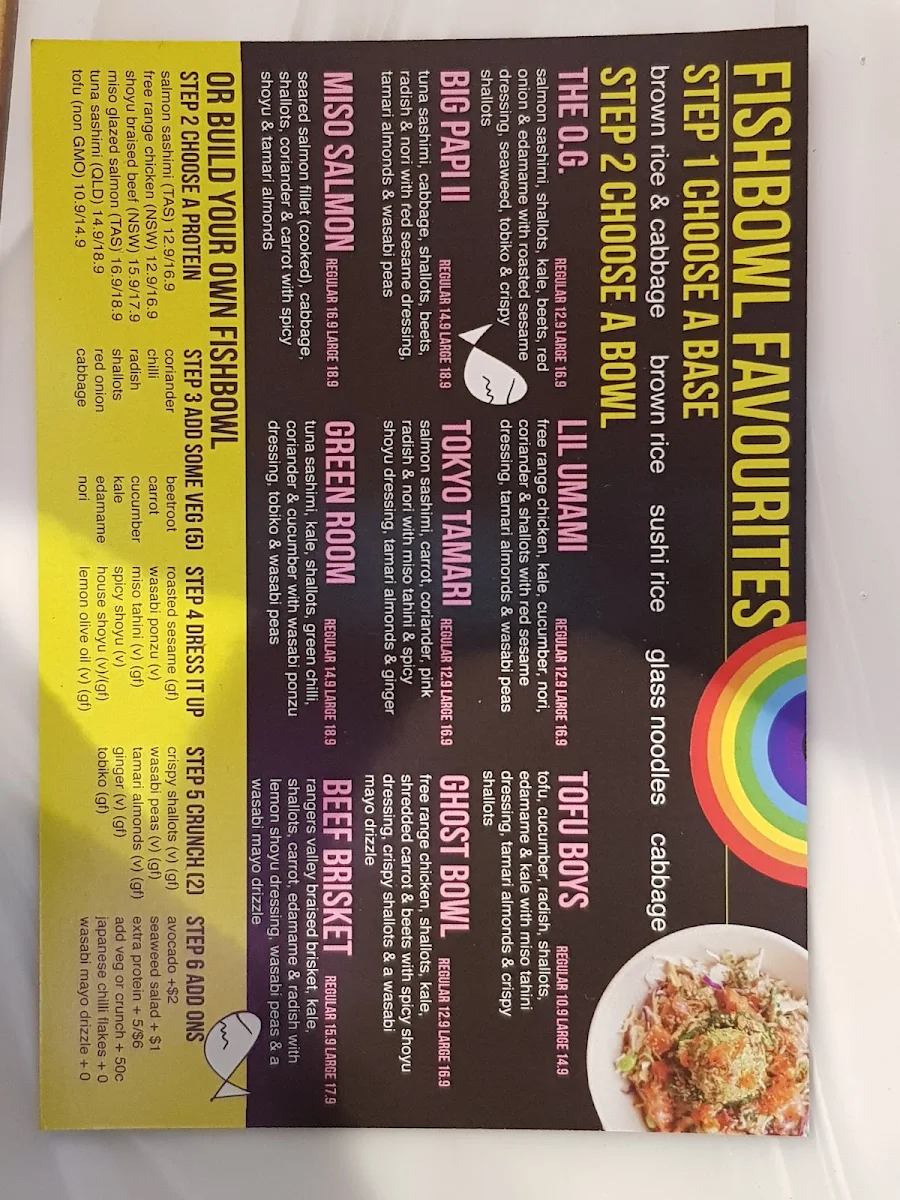 Menu, FISHBOWL - Bondi