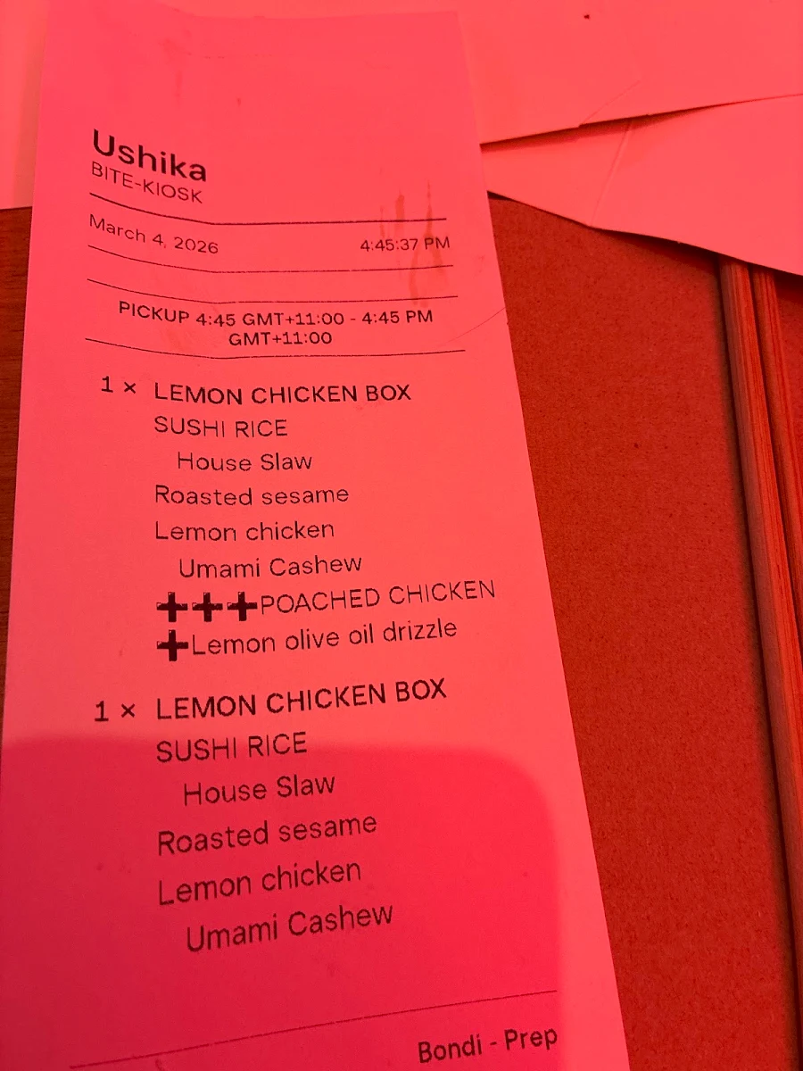 Menu, FISHBOWL - Bondi