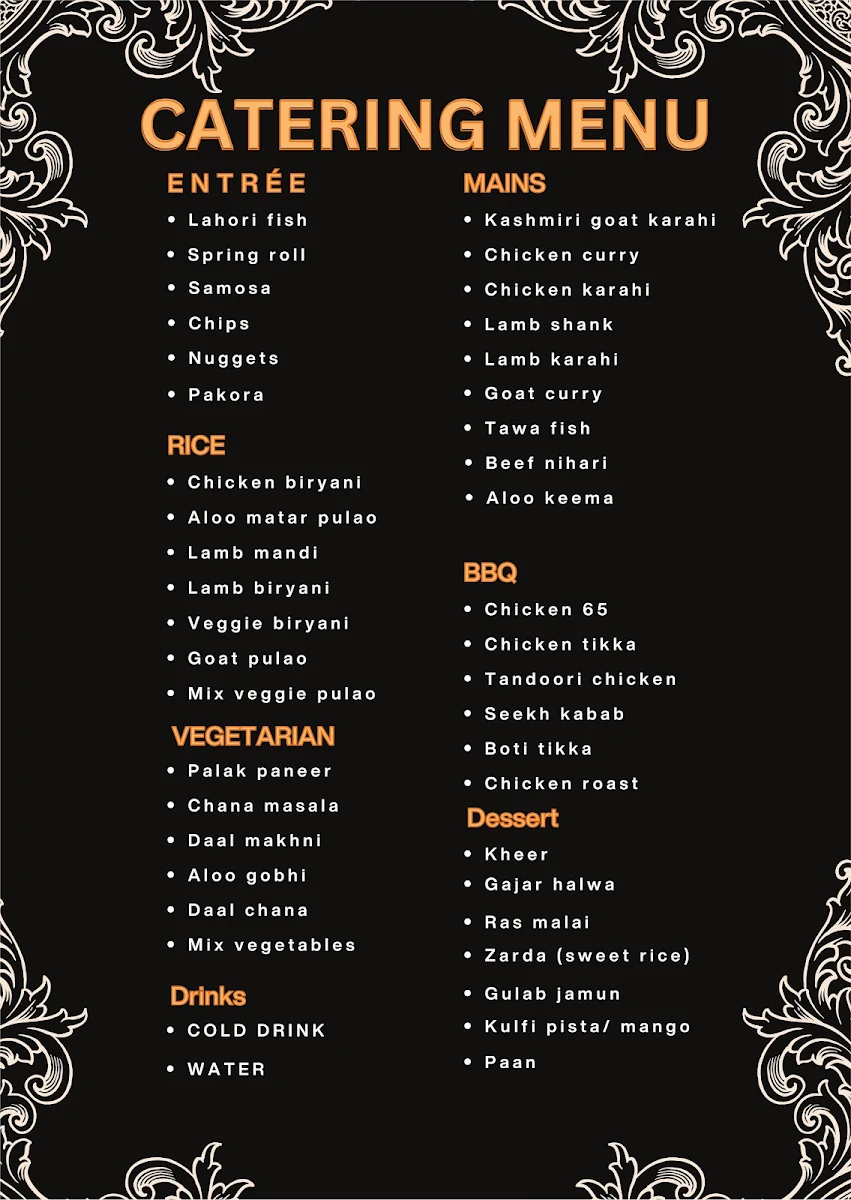 Menu, Karachi Biryani and Karahi Auburn