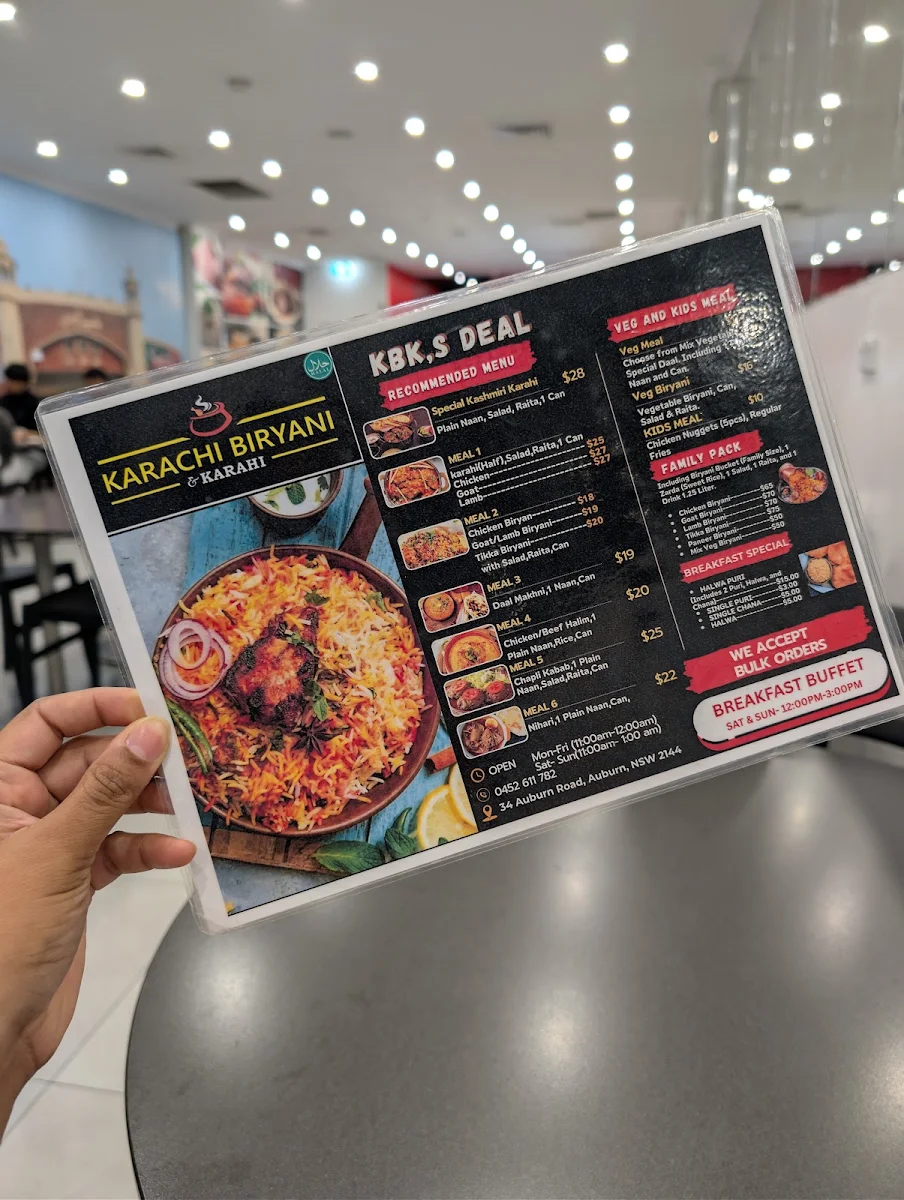 Menu, Karachi Biryani and Karahi Auburn