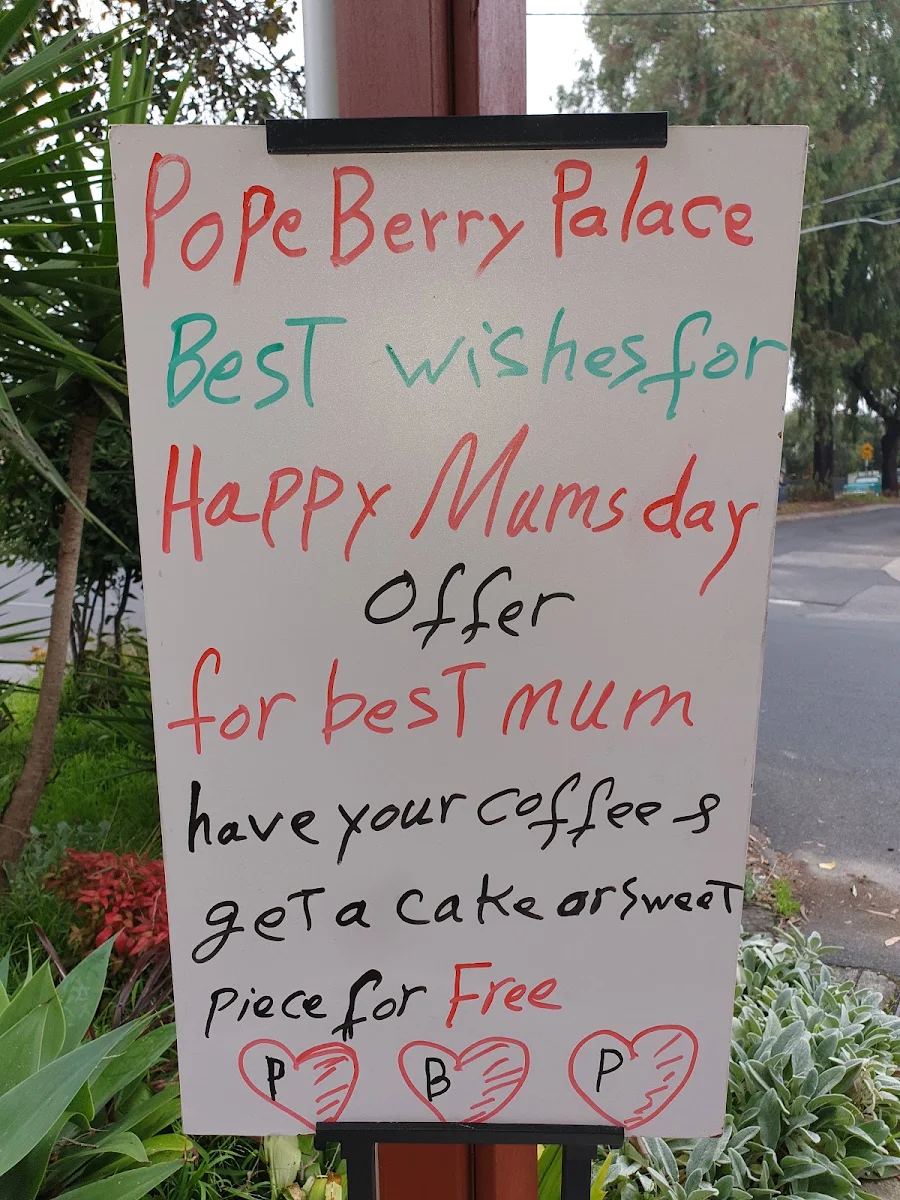 Menu, Pope berry palace