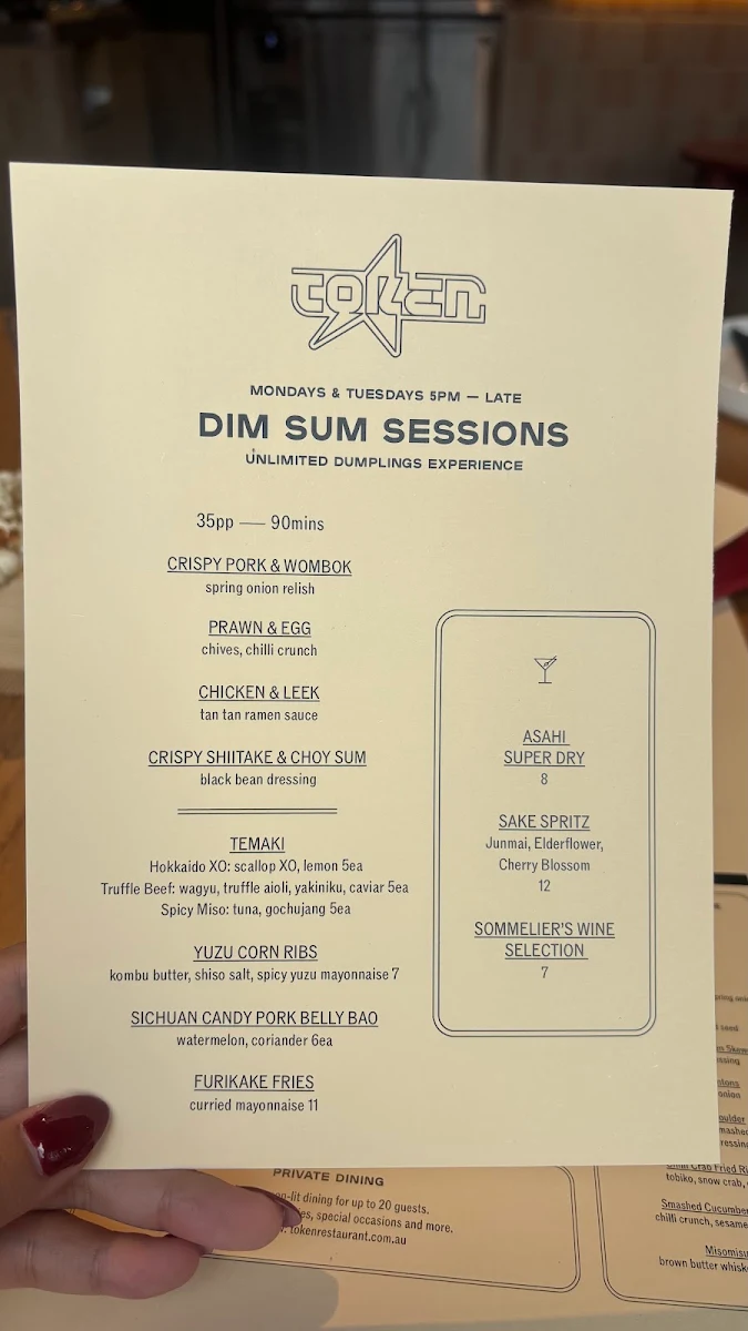 Menu, Token