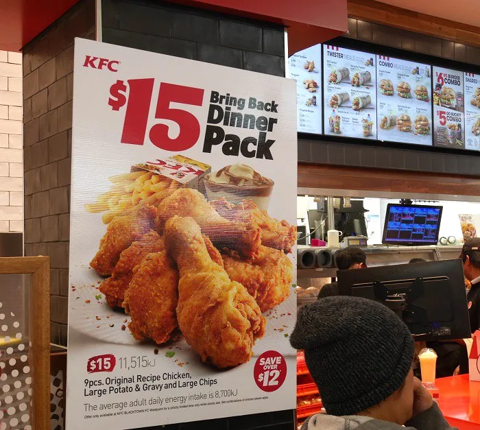 Menu, KFC Westpoint Food Court