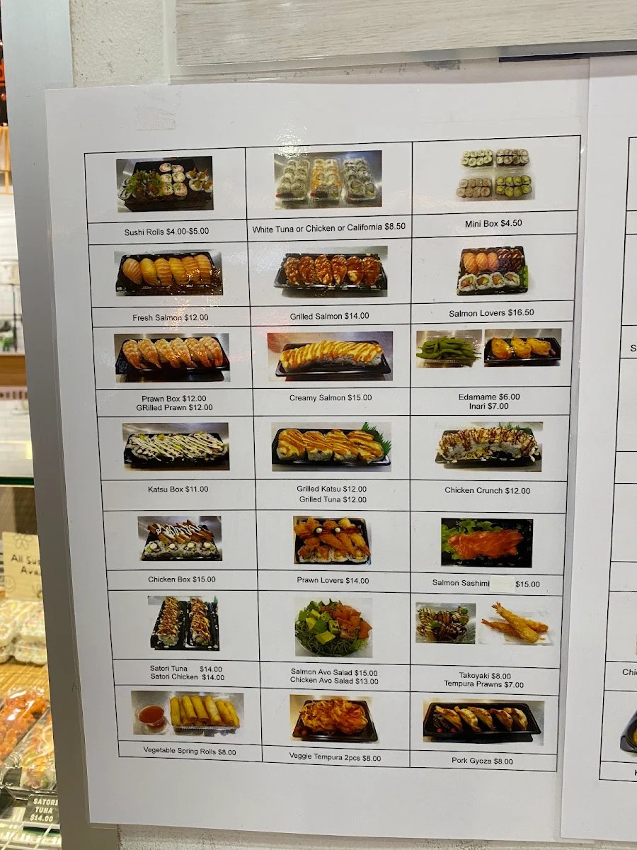 Menu, Satori Sushi