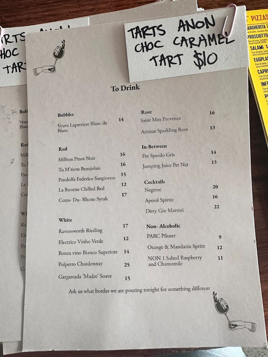 Menu, Lenny's Wine Room