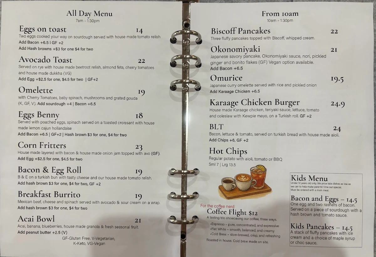 Menu, First Fruits Coffee