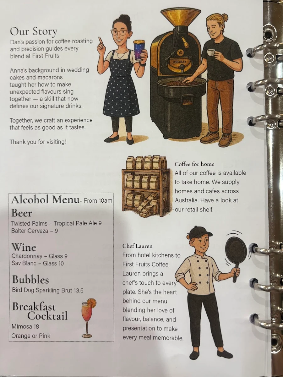 Menu, First Fruits Coffee