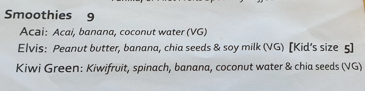 Menu, First Fruits Coffee
