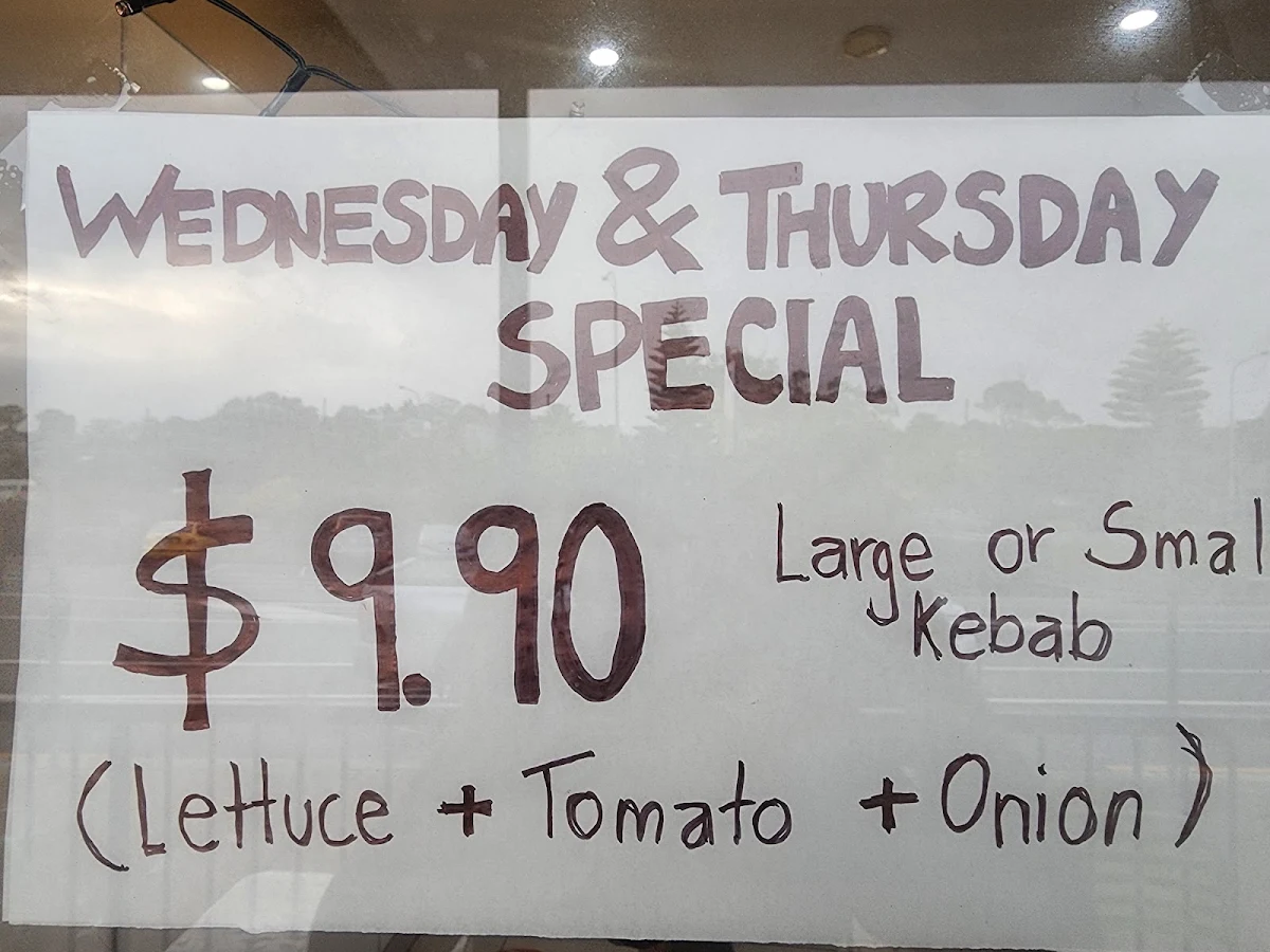 Menu, Tugun Kebab House