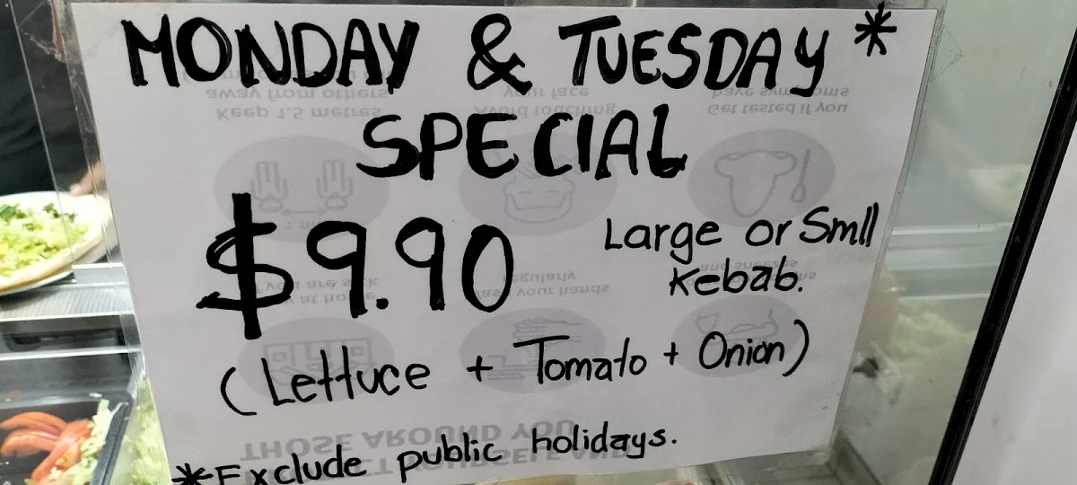 Menu, Tugun Kebab House