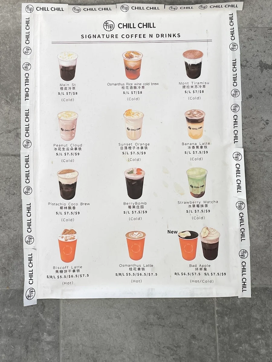 Menu, Chill Chill Cafe Boxhill
