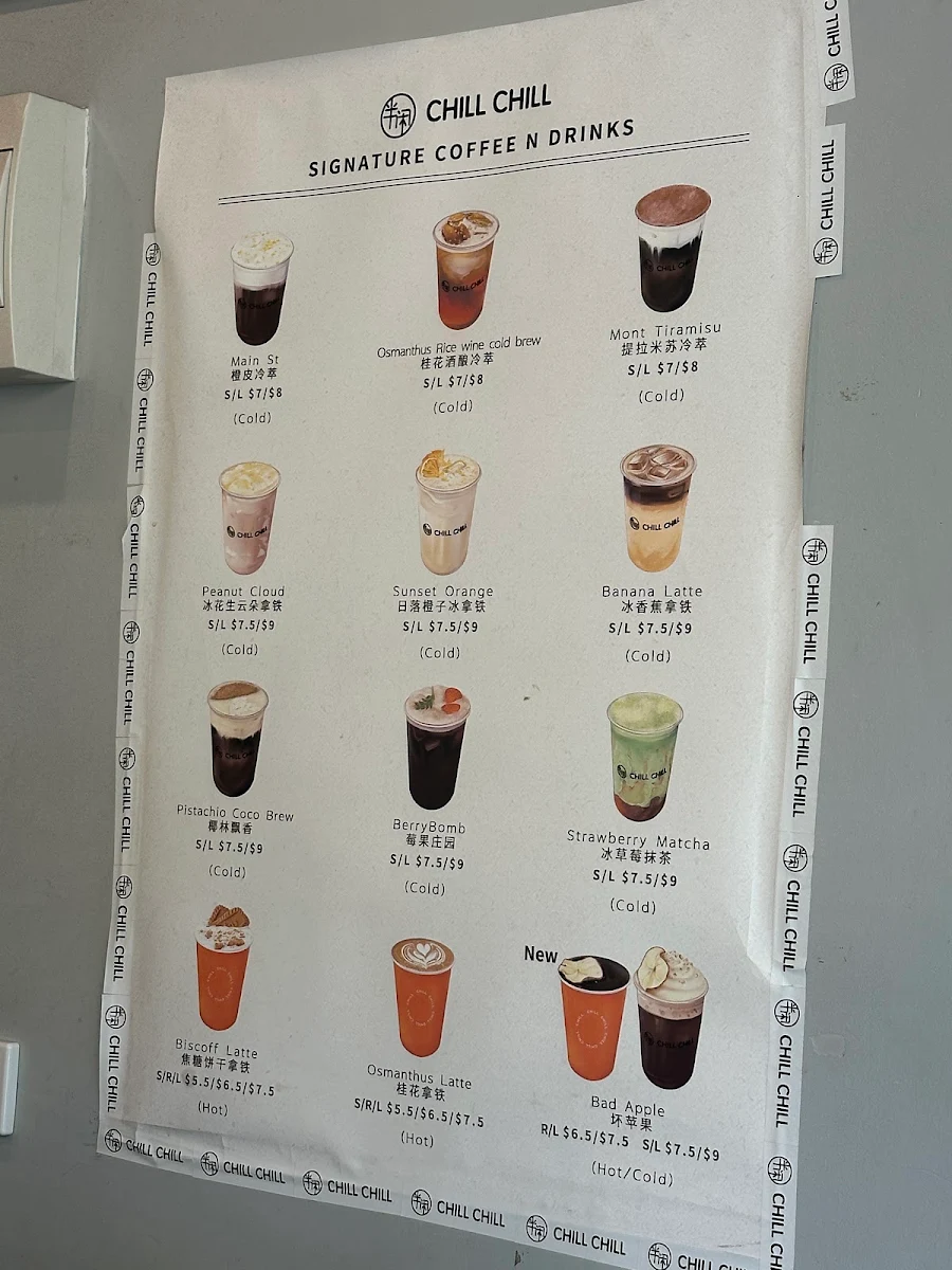 Menu, Chill Chill Cafe Boxhill