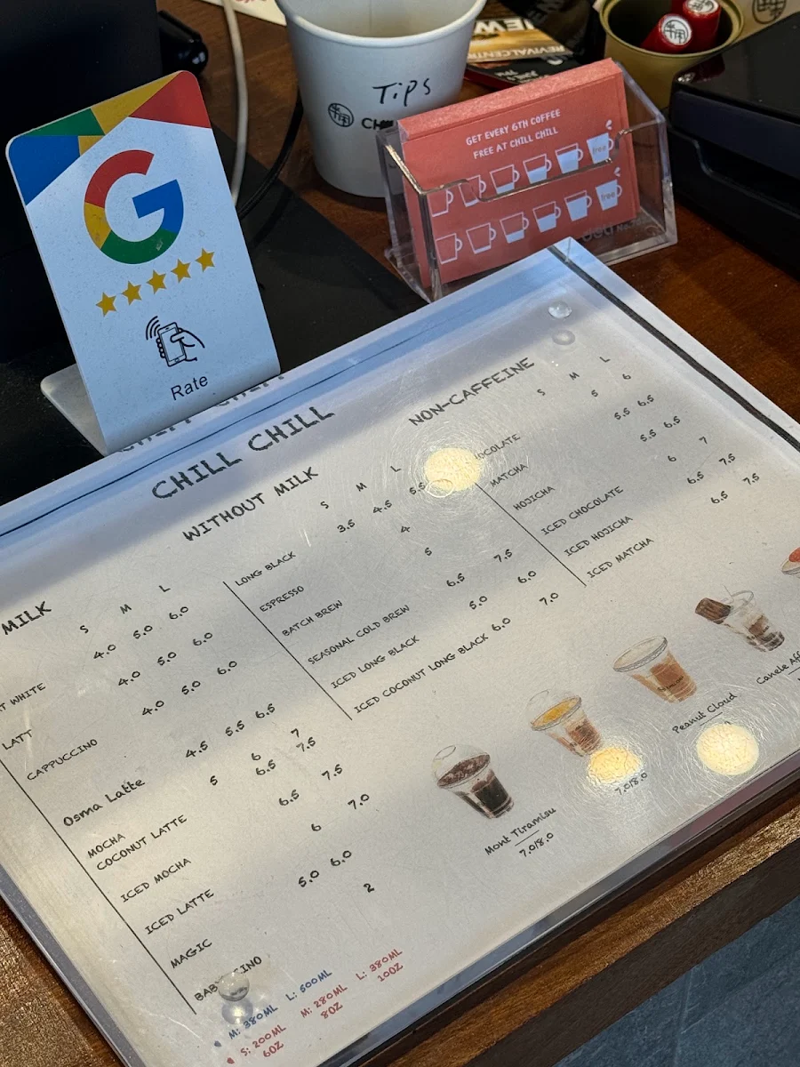 Menu, Chill Chill Cafe Boxhill
