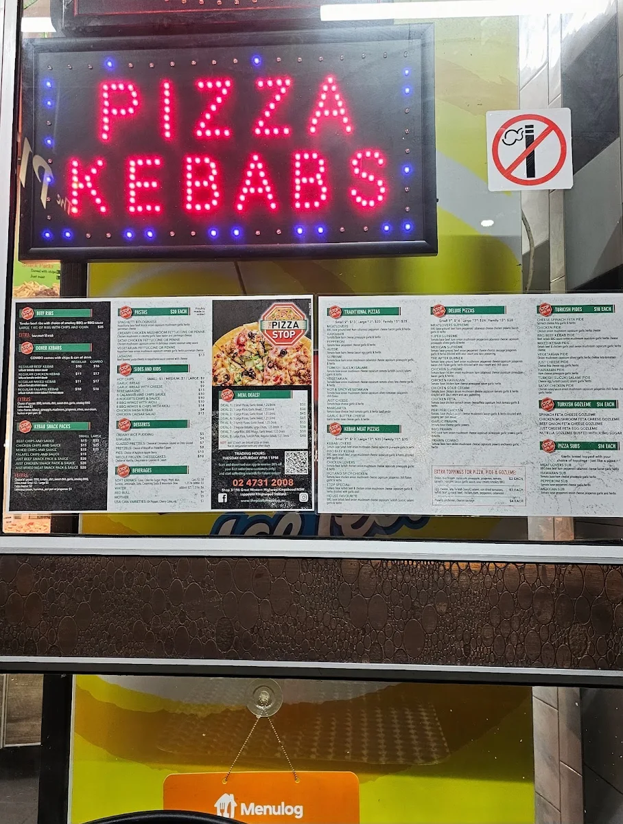 Menu, The Pizza Stop
