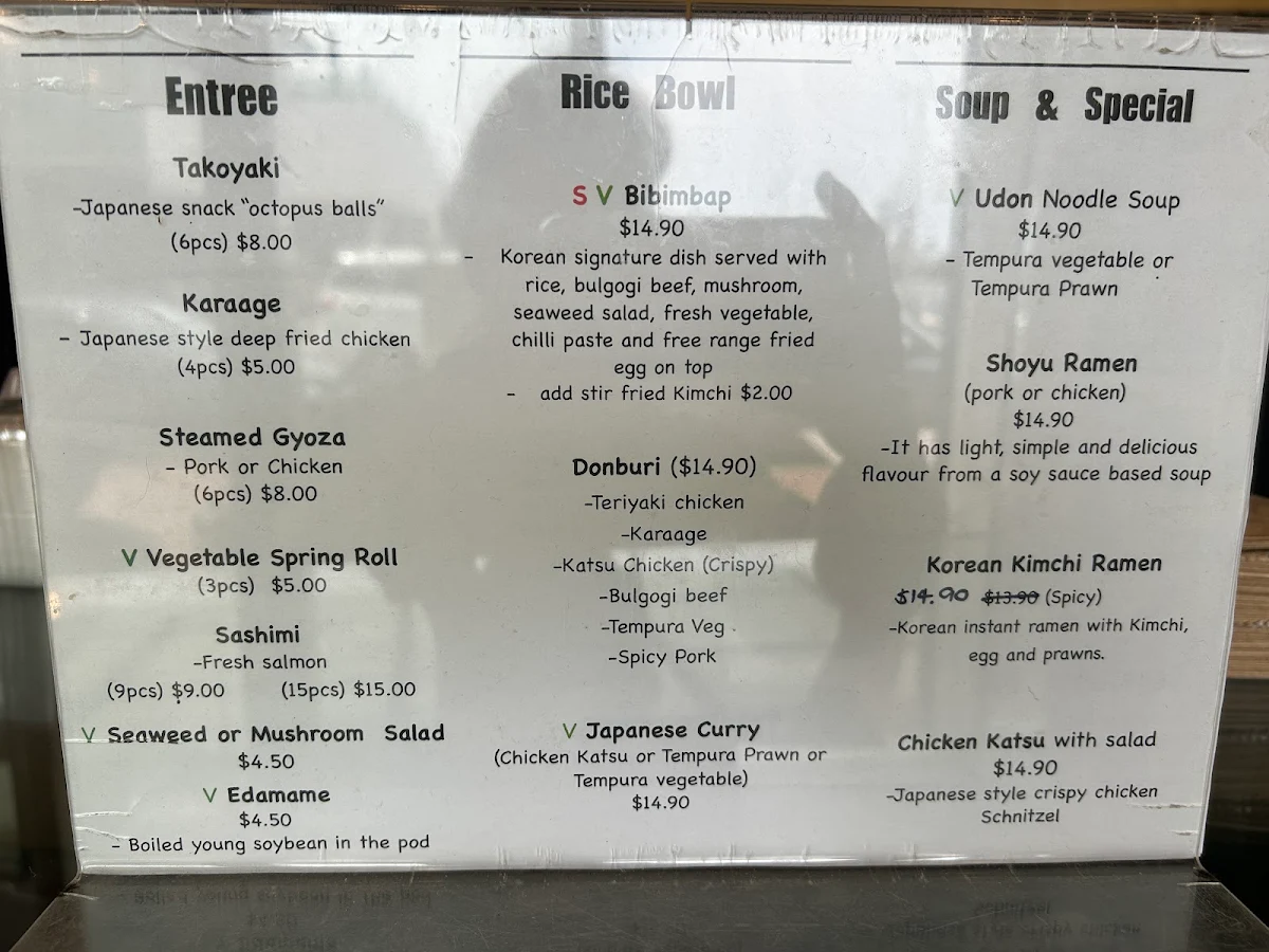 Menu, Maru Japanese and Korean