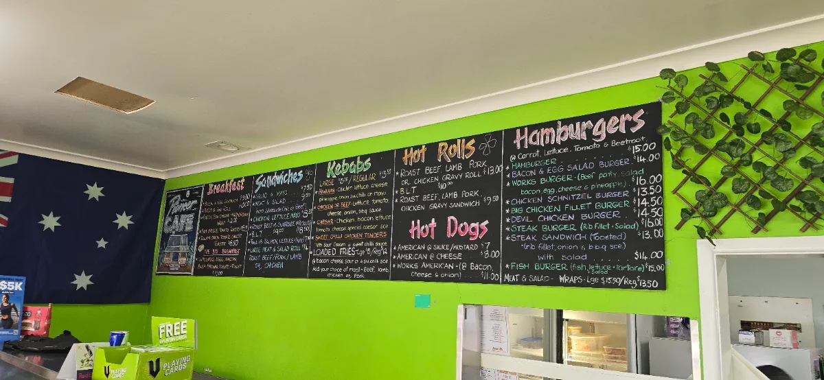 Menu, Pioneer Cafe