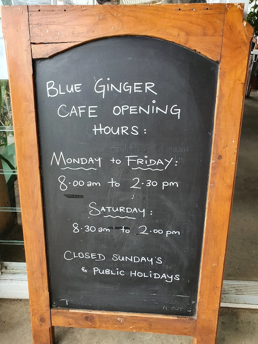 Menu, Blue Ginger Fine Foods