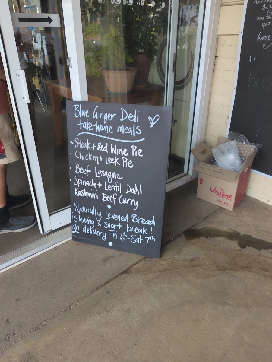 Menu, Blue Ginger Fine Foods