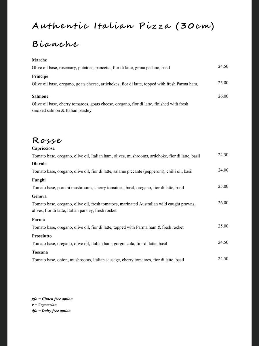 Menu, Lido Italia