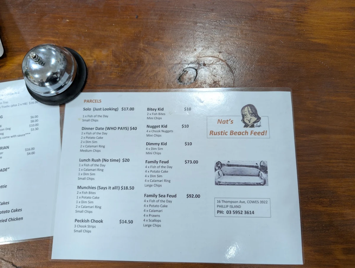 Menu, Nat's Rustic Beach Feed
