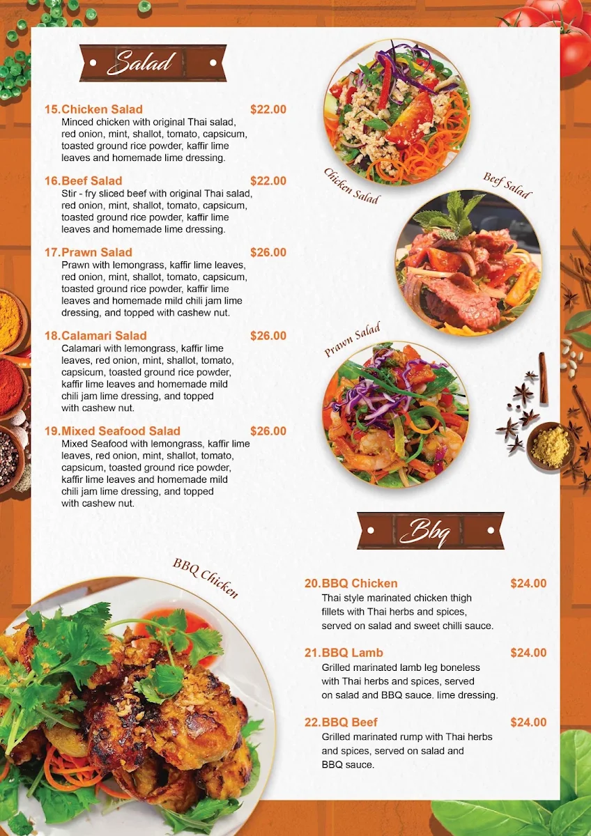 Menu, Kinnaree Thai Restaurant
