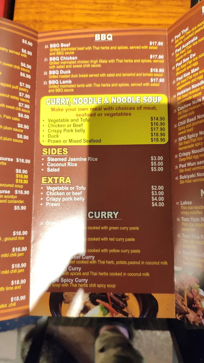 Menu, Kinnaree Thai Restaurant