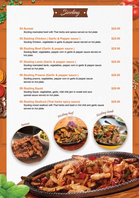 Menu, Kinnaree Thai Restaurant