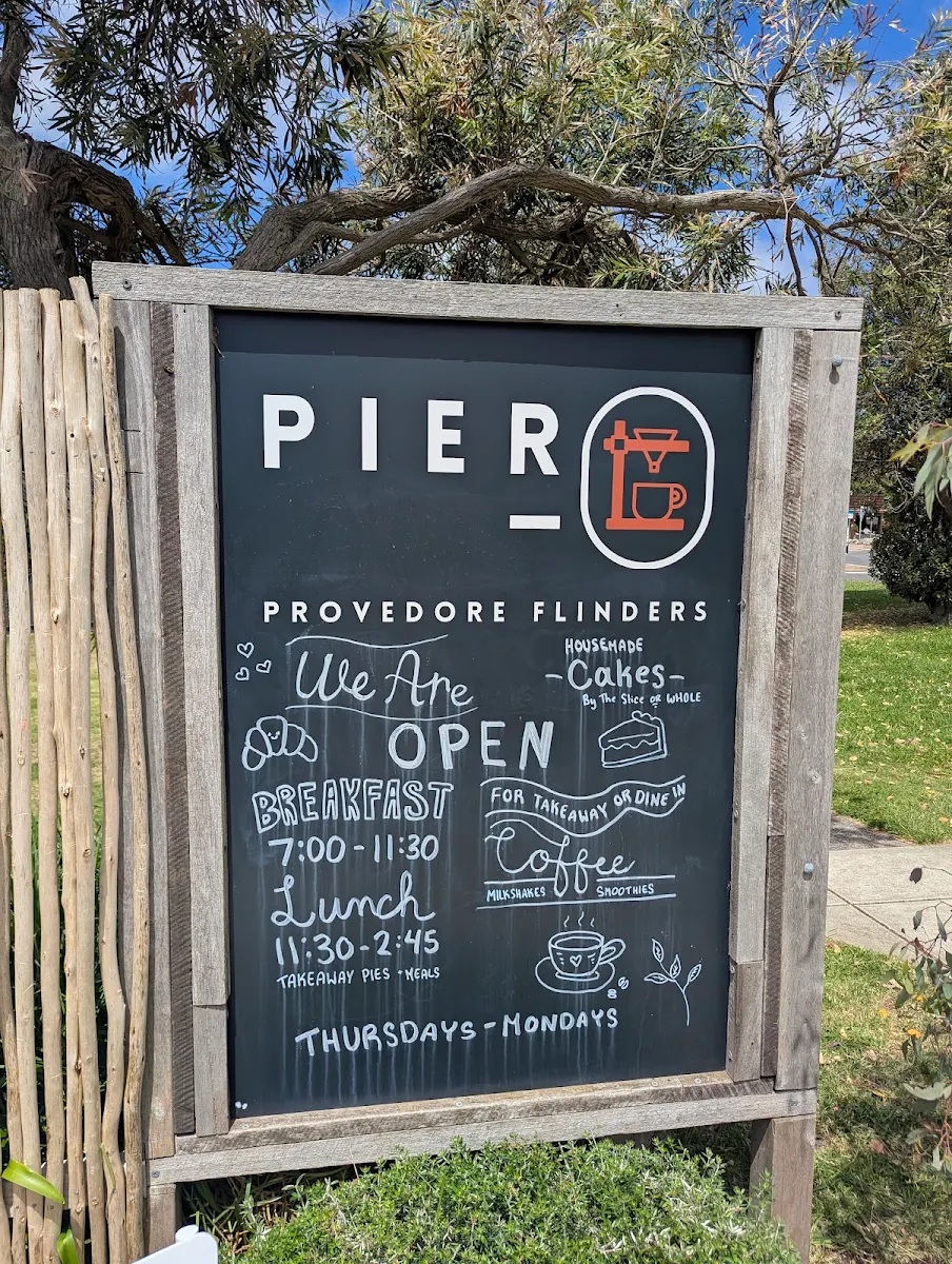 Menu, Pier Provedore Flinders