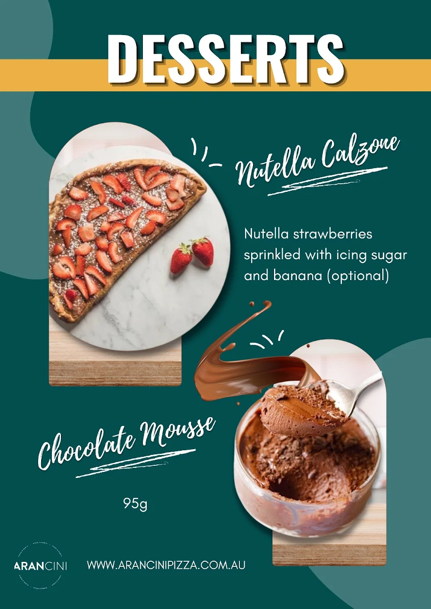 Menu, Arancini Pizza & Pasta - Waterloo